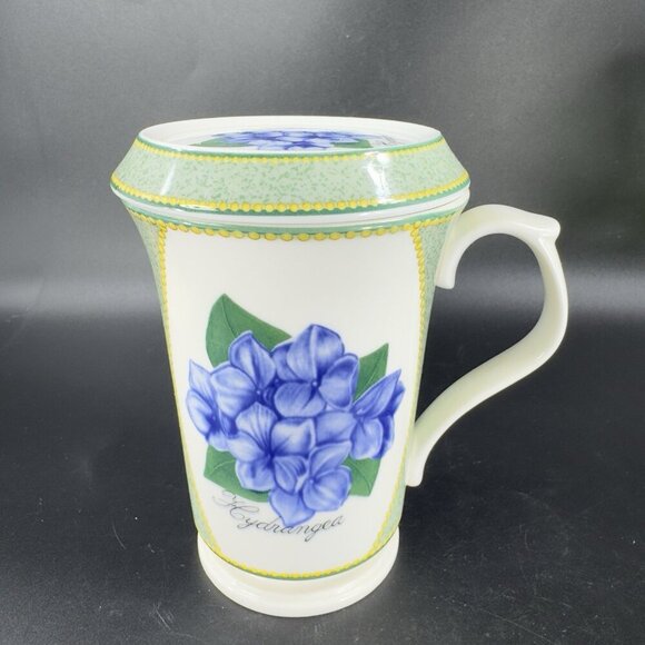 Saint James Hankook Super Strong Porcelain Mug Cup W Lid Coaster Hydrangea Mug - Picture 14 of 14